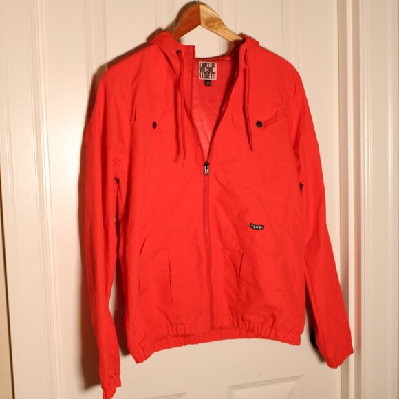 Volcom woman's neon orange rain jacket windbreaker Size L - Picture 2 of 4